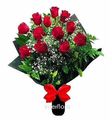 12 adet gülden yatay buket 